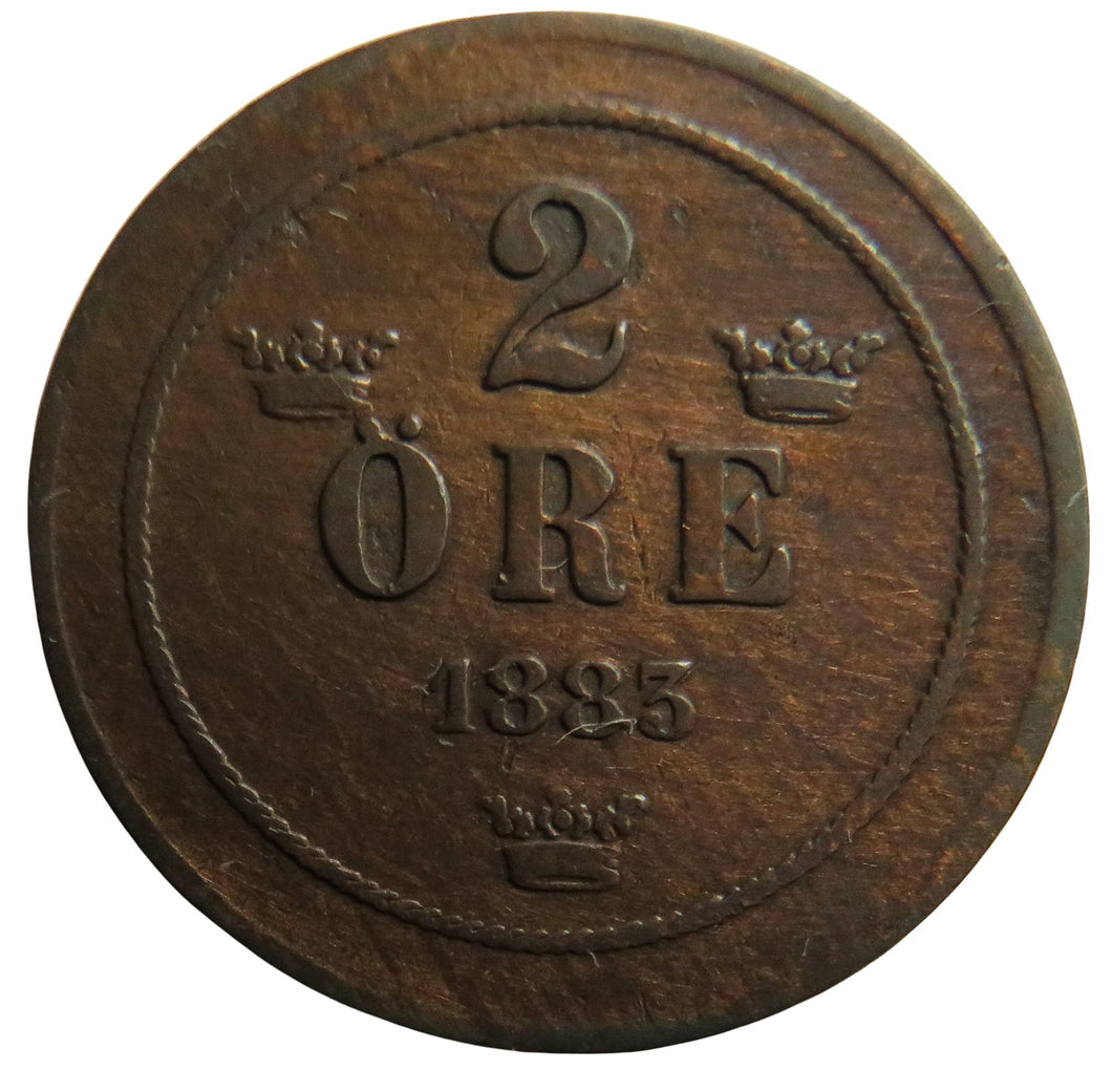 1883 Sweden 2 Ore Coin In Better Grade