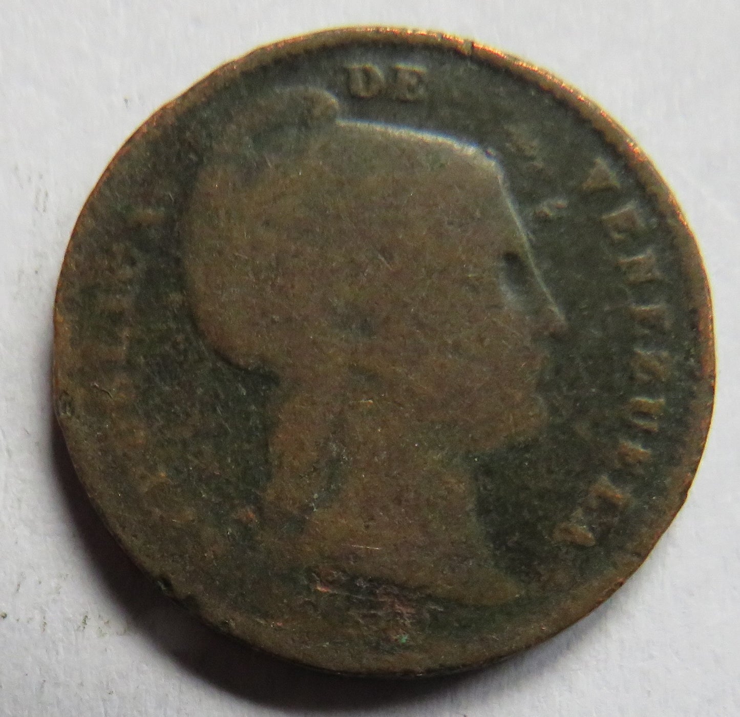 1843 Venezuela 1/4 Centavo Coin