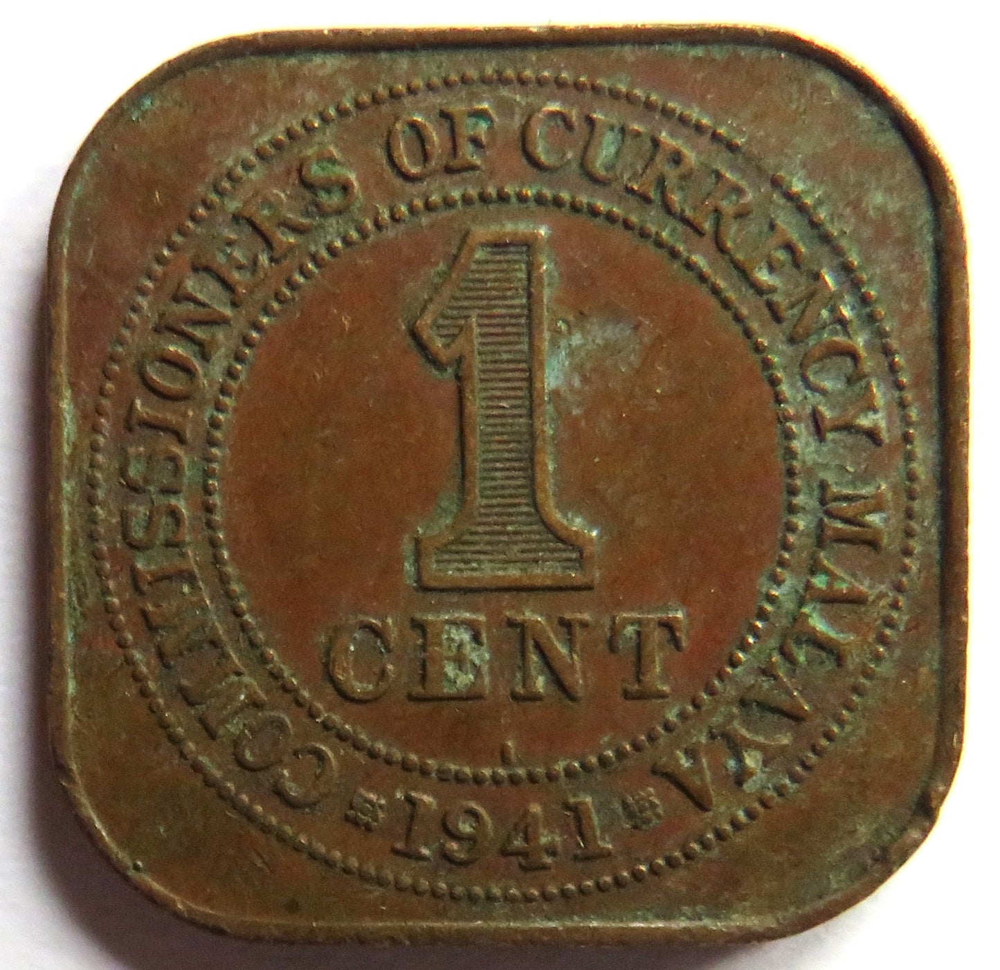1941 King George VI Commissioners of Currency Malaya 1 Cent Coin