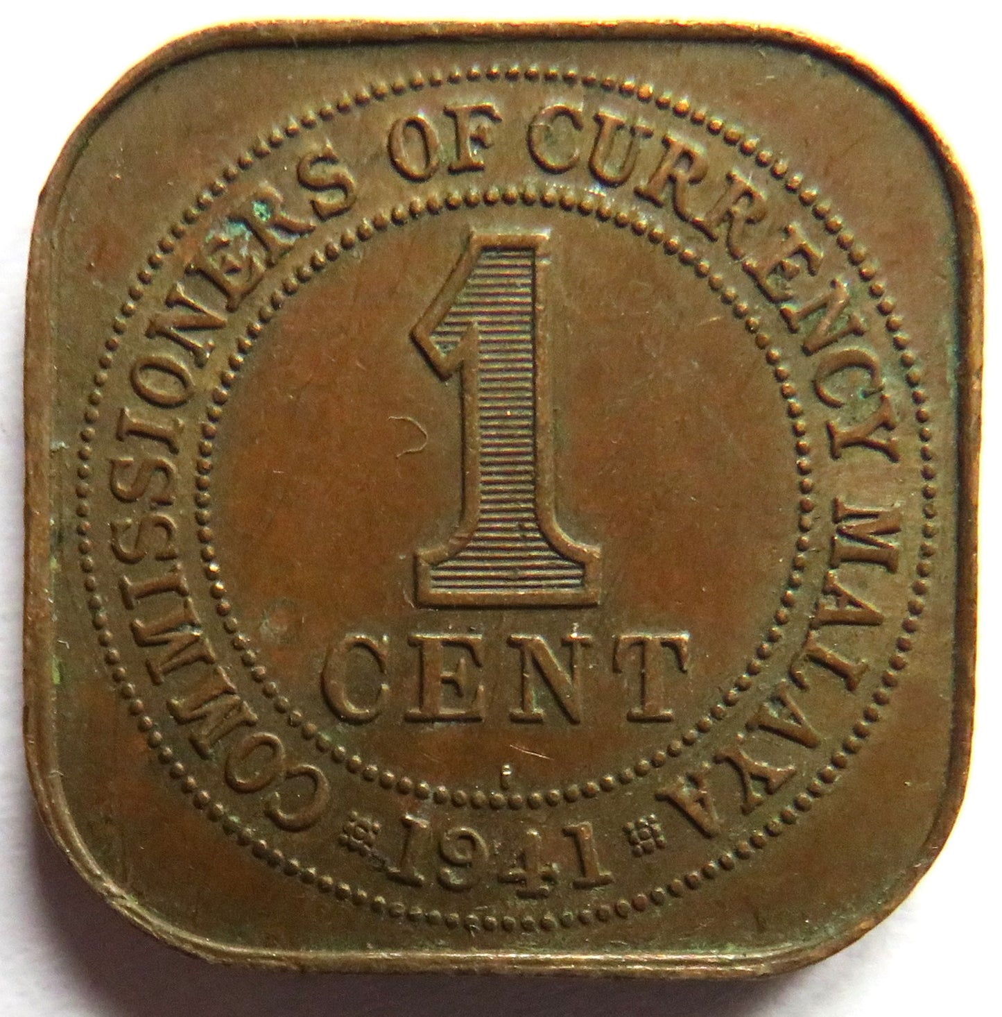 1941 King George VI Commissioners of Currency Malaya 1 Cent Coin