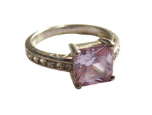 Load image into Gallery viewer, Ladies Sterling Silver &amp; Pink CZ Stone Ring - UK Size M
