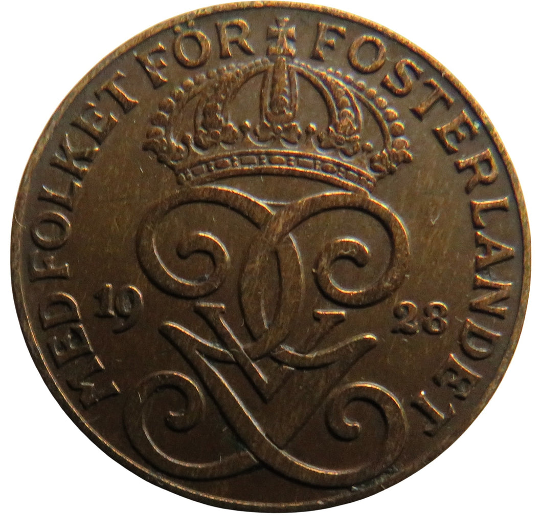 1928 Sweden 2 Ore Coin