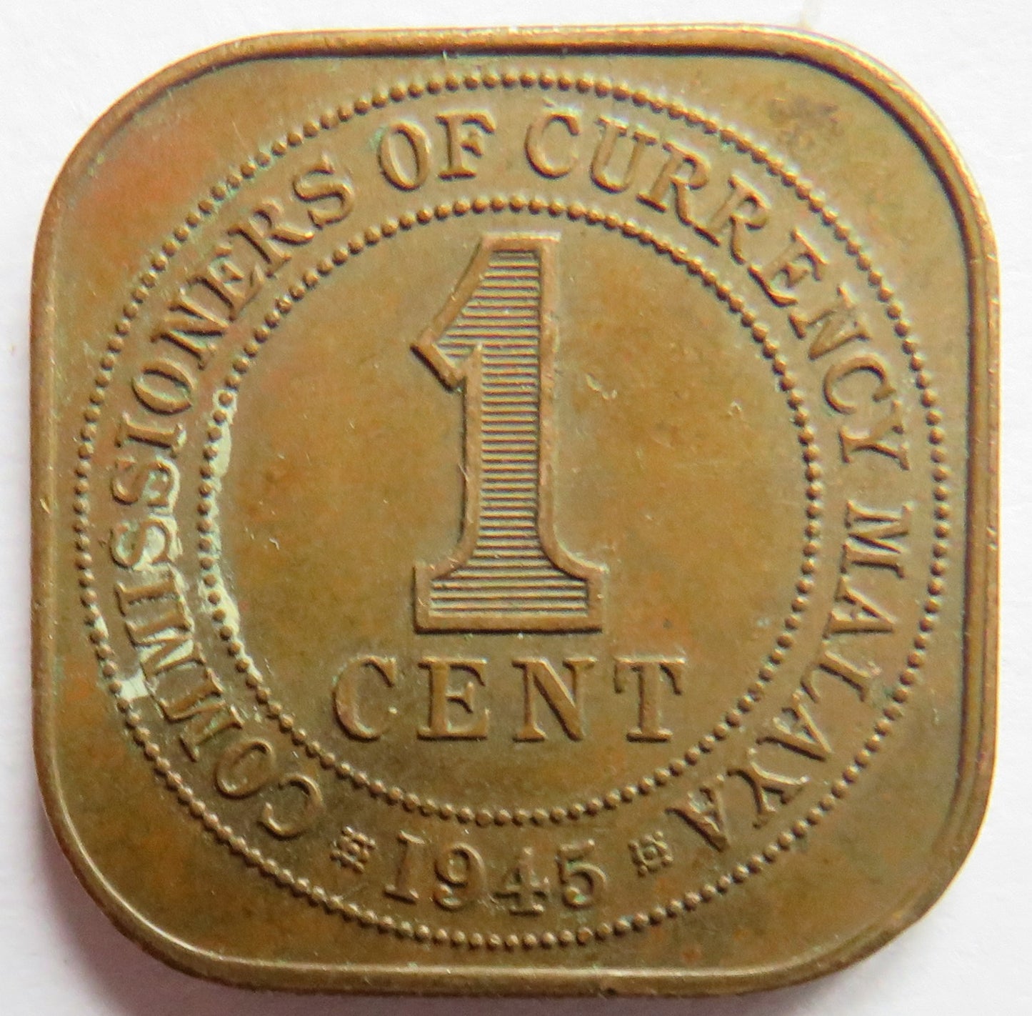 1945 King George VI Commissioners of Currency Malaya 1 Cent Coin