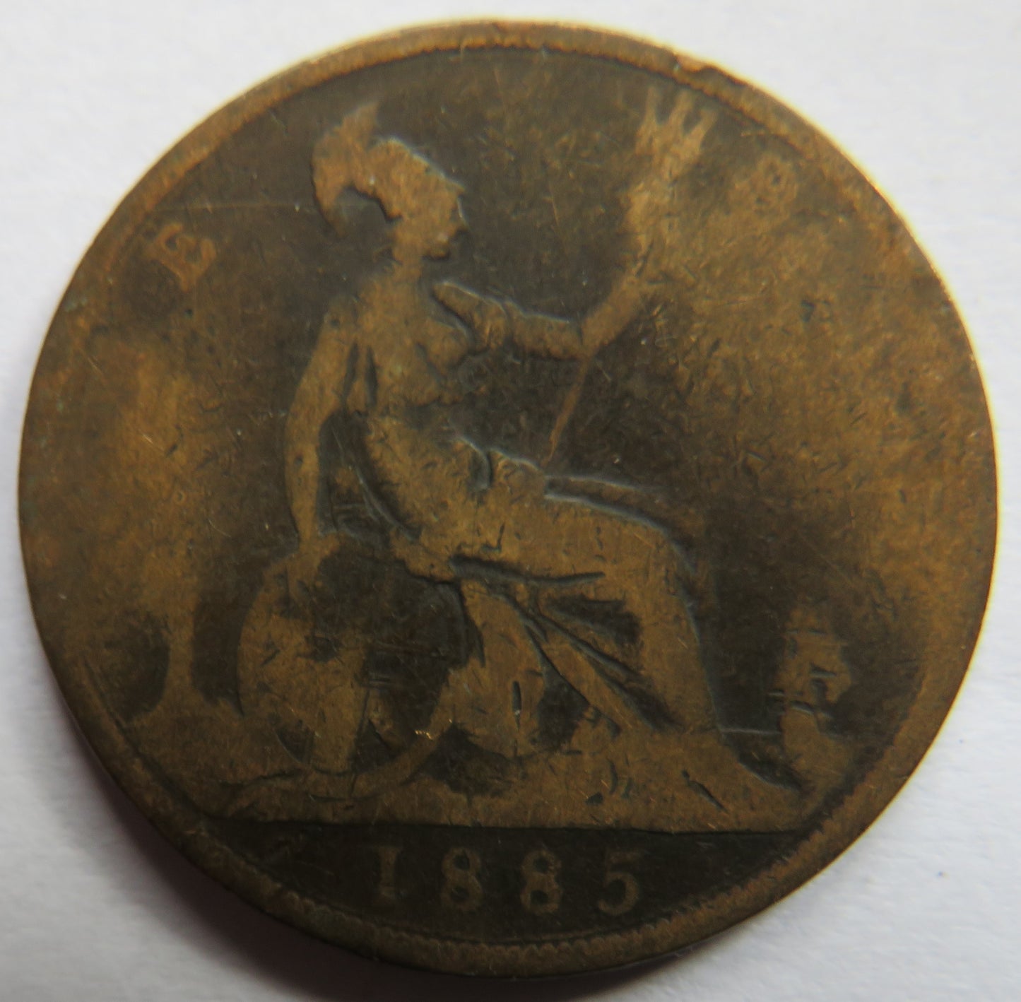 1885 Queen Victoria Bun Head One Penny Coin - Great Britain