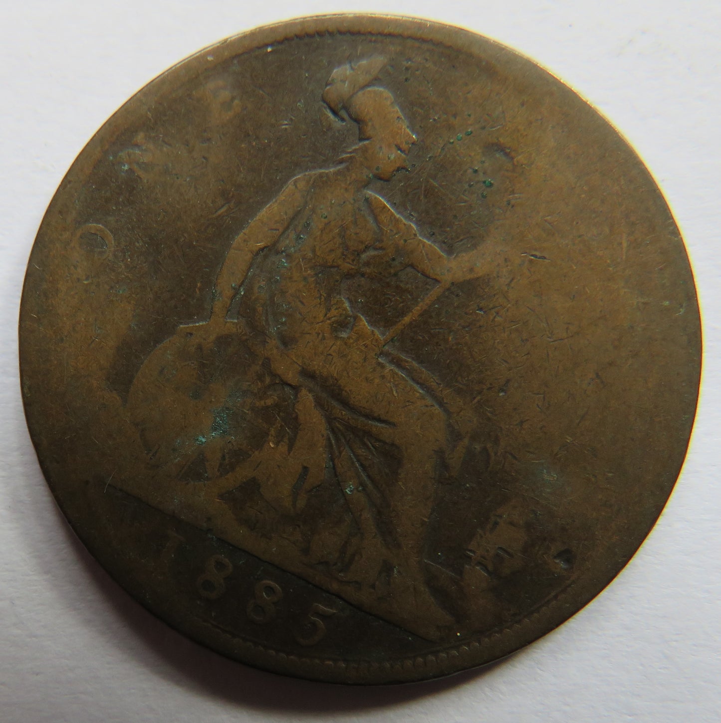1885 Queen Victoria Bun Head One Penny Coin - Great Britain