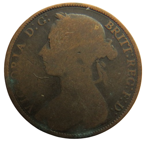 1886 Queen Victoria Bun Head One Penny Coin - Great Britain