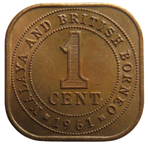 1961 Queen Elizabeth II Malaya and British Borneo 1 Cent Coin
