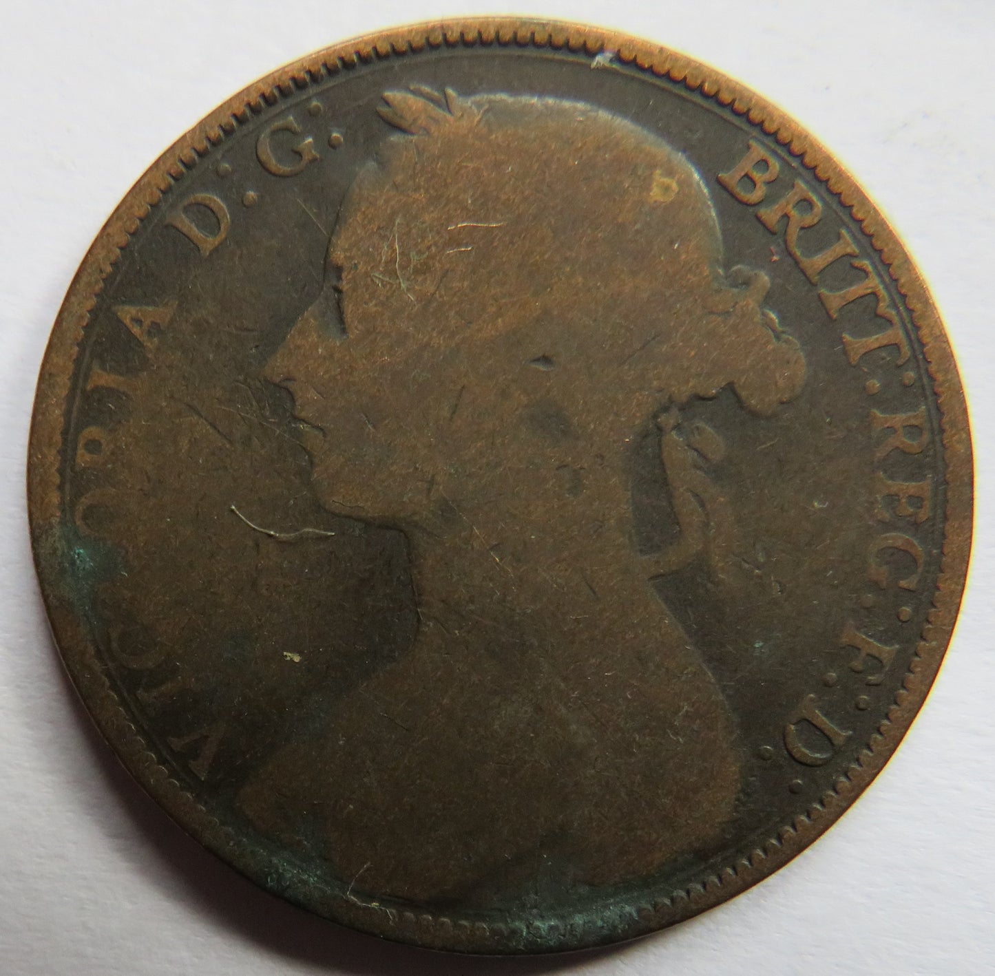 1886 Queen Victoria Bun Head One Penny Coin - Great Britain