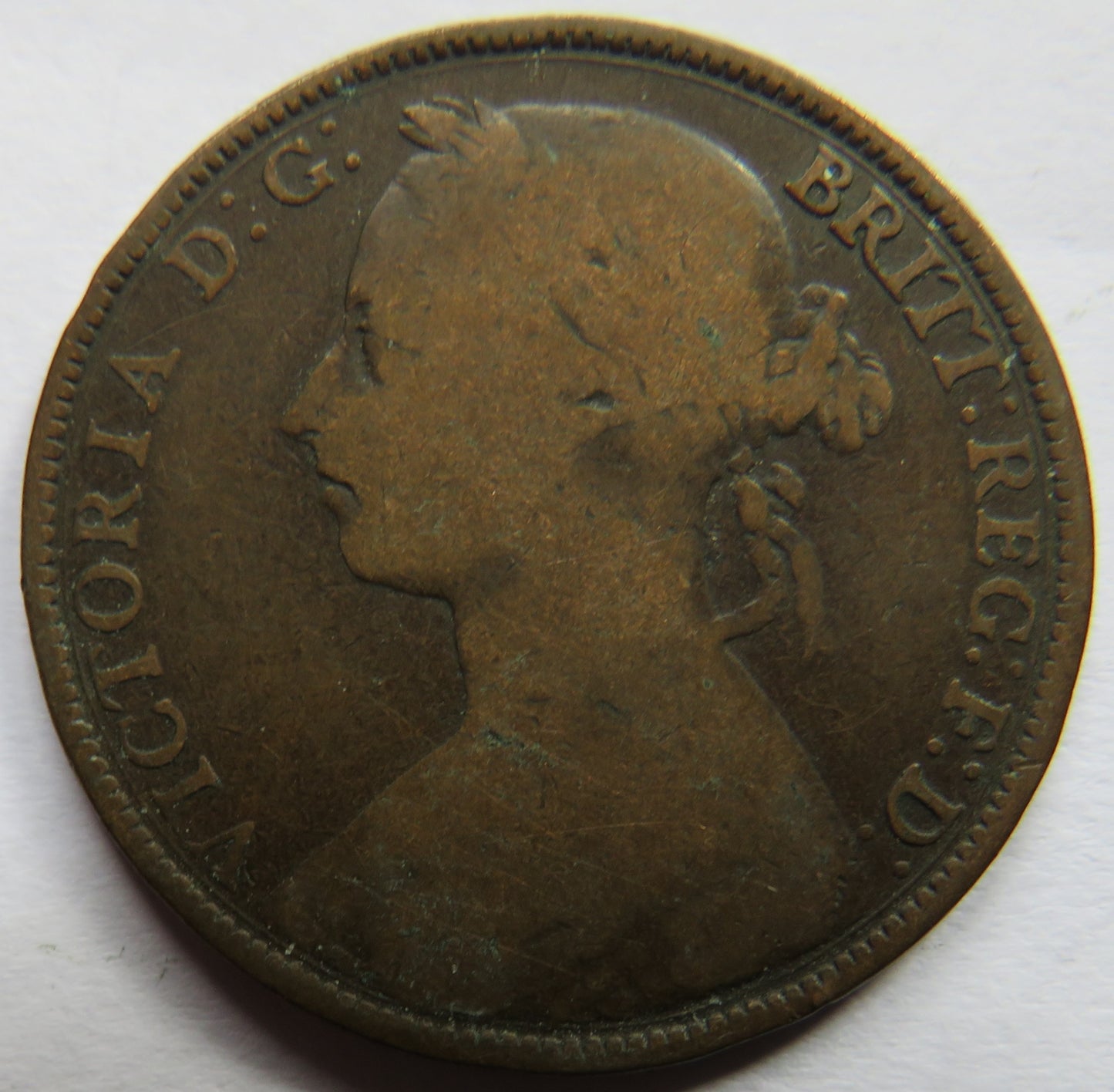 1886 Queen Victoria Bun Head One Penny Coin - Great Britain