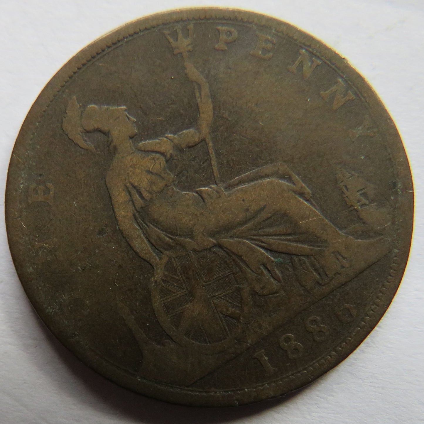 1886 Queen Victoria Bun Head One Penny Coin - Great Britain