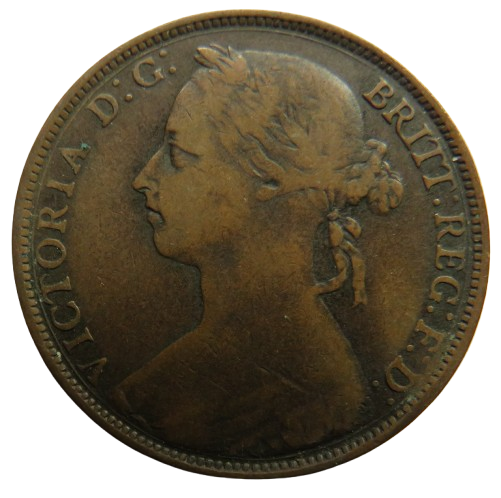 1888 Queen Victoria Bun Head One Penny Coin - Great Britain