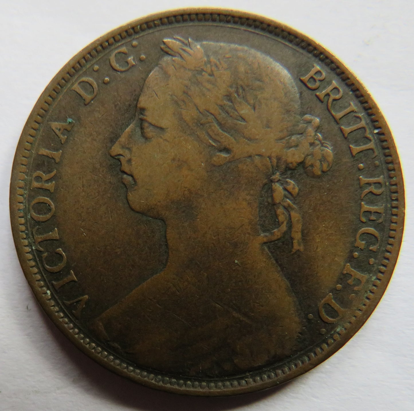 1888 Queen Victoria Bun Head One Penny Coin - Great Britain