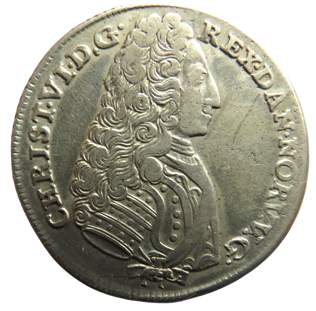 1732 Denmark Christian VI Silver 24 Skilling Coin