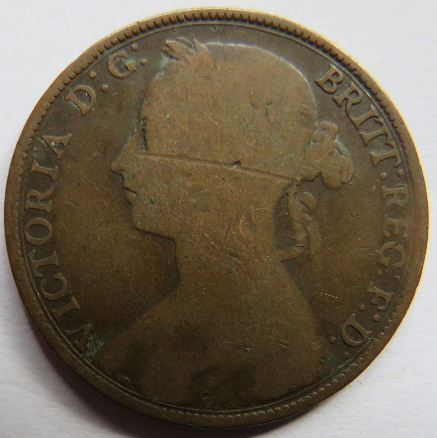 1889 Queen Victoria Bun Head One Penny Coin - Great Britain