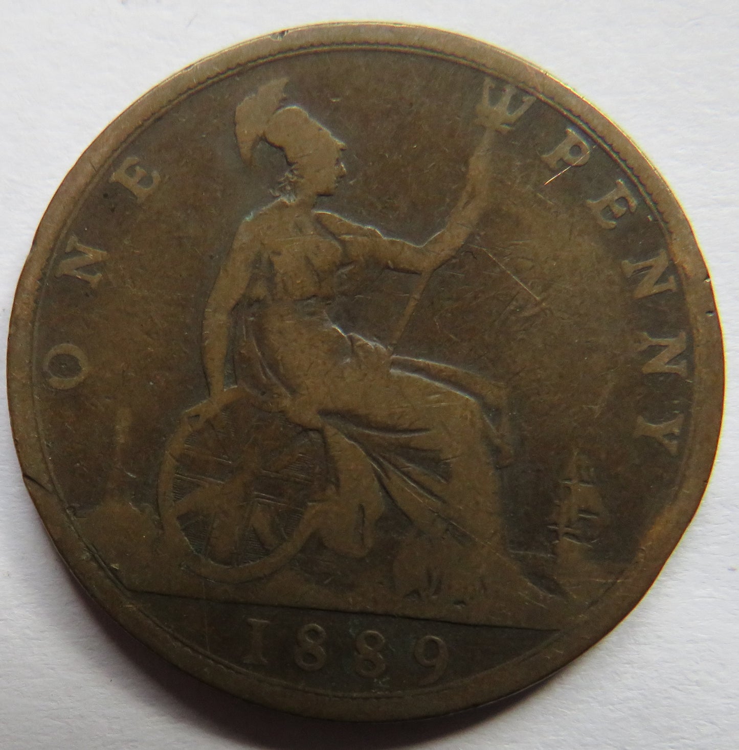 1889 Queen Victoria Bun Head One Penny Coin - Great Britain