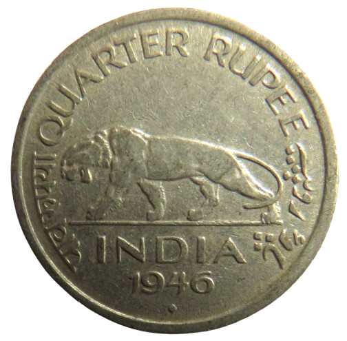 1946 King George VI India 1/4 Rupee Coin