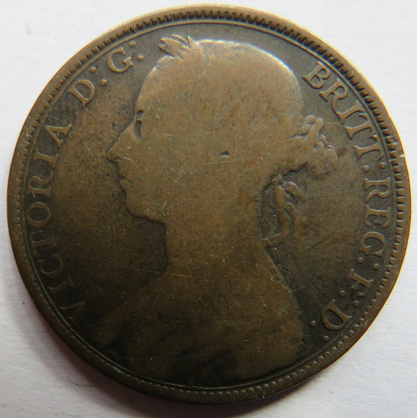 1891 Queen Victoria Bun Head One Penny Coin - Great Britain