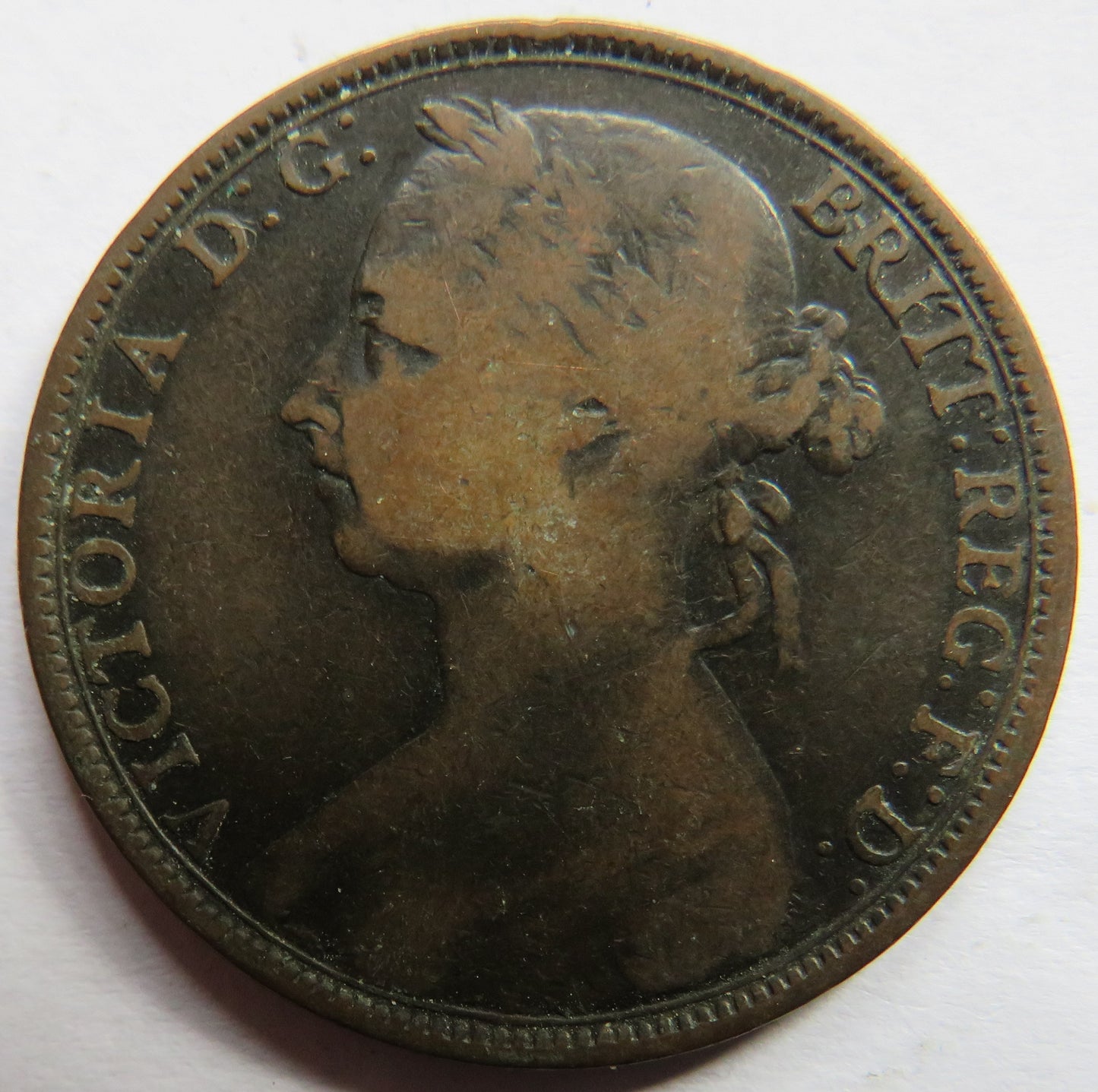 1891 Queen Victoria Bun Head One Penny Coin - Great Britain