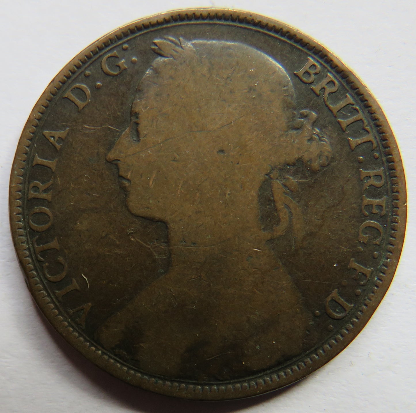 1892 Queen Victoria Bun Head One Penny Coin - Great Britain