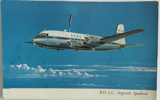 Vintage Aircraft Postcard of The B.O.A.C. Argonaut Speedbird