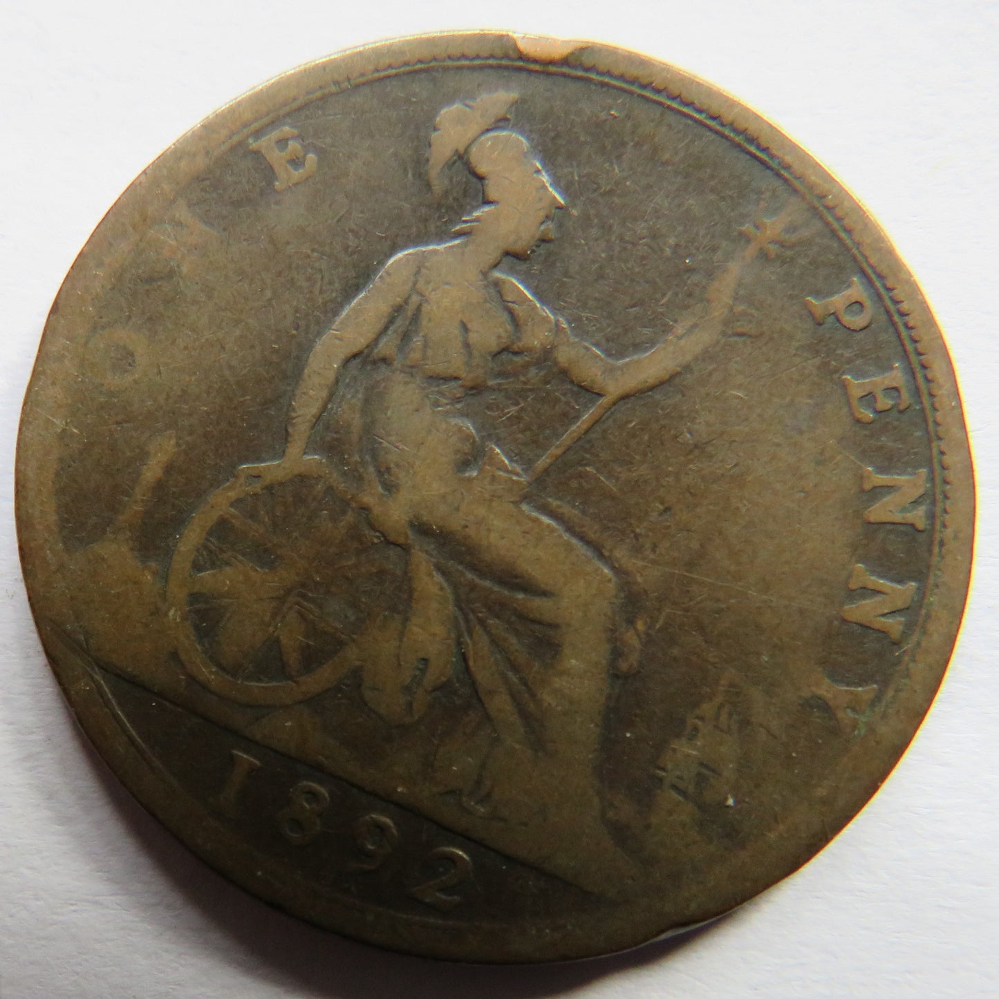 1892 Queen Victoria Bun Head One Penny Coin - Great Britain