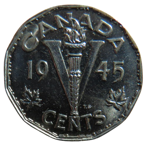 1945 King George VI Canada 5 Cents Coin