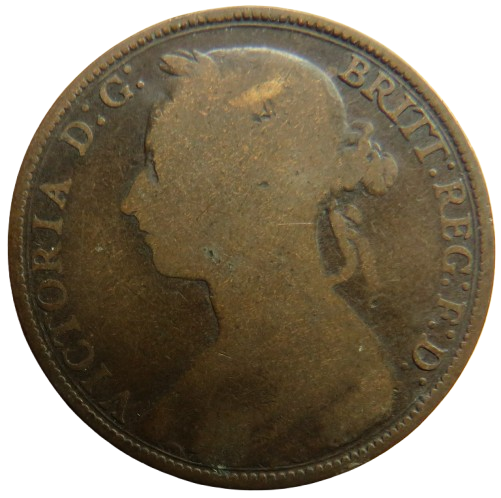 1894 Queen Victoria Bun Head One Penny Coin - Great Britain