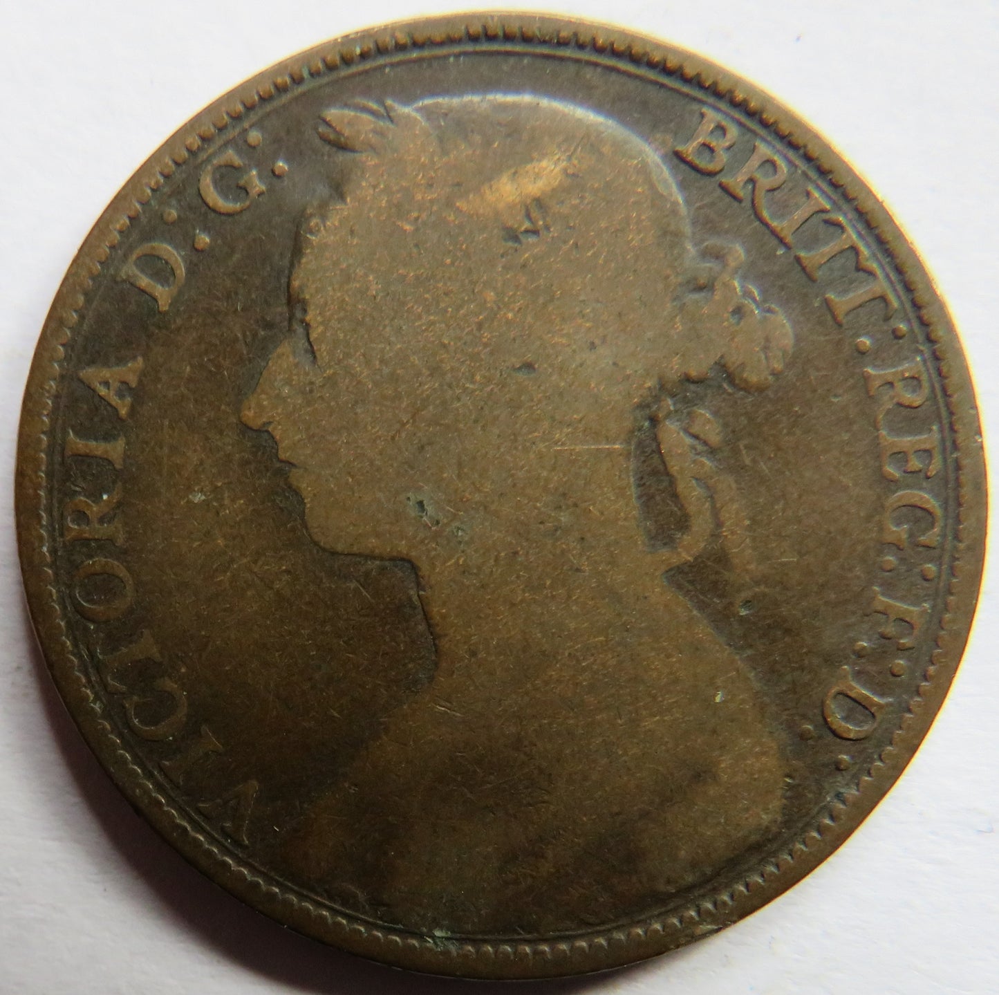 1894 Queen Victoria Bun Head One Penny Coin - Great Britain