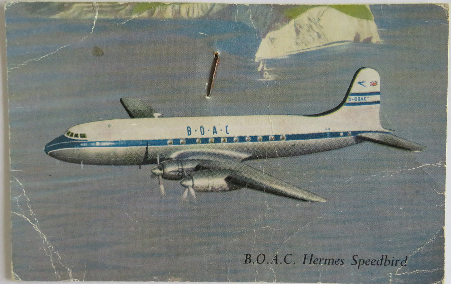 Vintage Aircraft Postcard of B.O.A.C. Hermes Speedbird