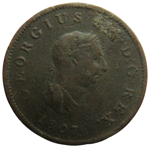 1807 King George III Halfpenny Coin - Great Britain