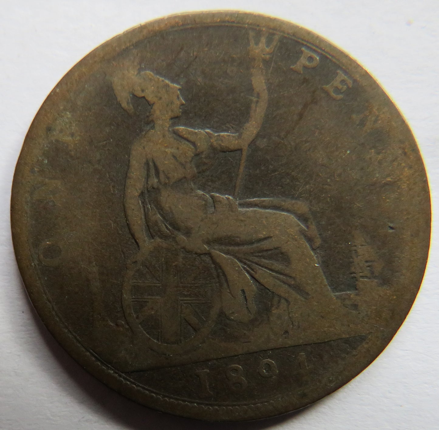 1894 Queen Victoria Bun Head One Penny Coin - Great Britain