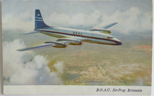 Vintage Aircraft Postcard of B.O.A.C. Jet-Prop Britannia