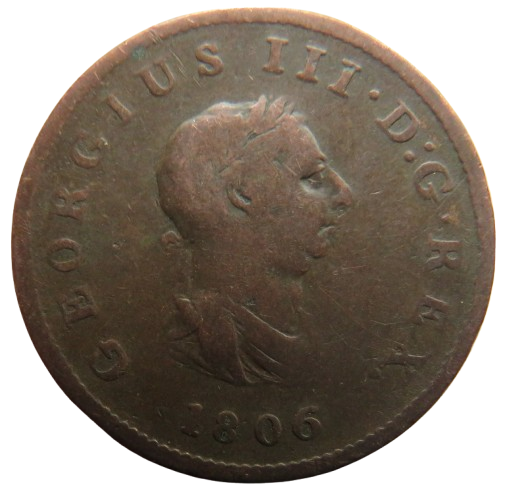 1806 King George III Halfpenny Coin - Great Britain