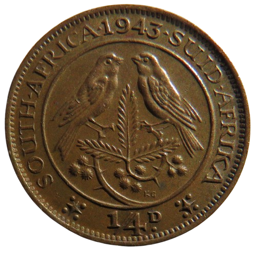 1943 King George VI South Africa Farthing Coin