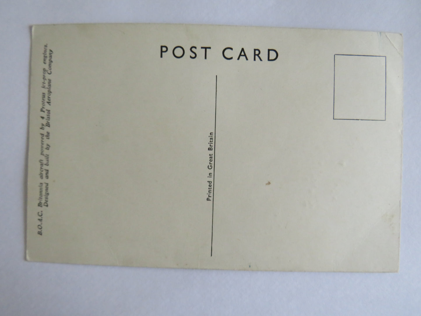 Vintage Aircraft Postcard of B.O.A.C. Jet-Prop Britannia