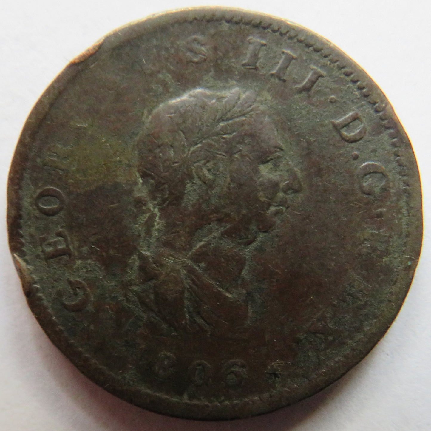 1806 King George III Halfpenny Coin - Great Britain