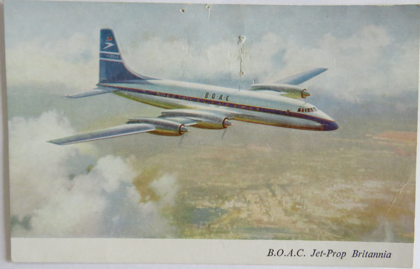 Vintage Aircraft Postcard of B.O.A.C. Jet-Prop Britannia