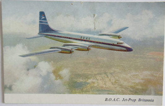 Vintage Aircraft Postcard of B.O.A.C. Jet-Prop Britannia