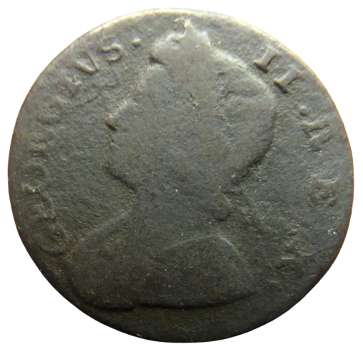 1736 King George II Halfpenny Coin - Great Britain