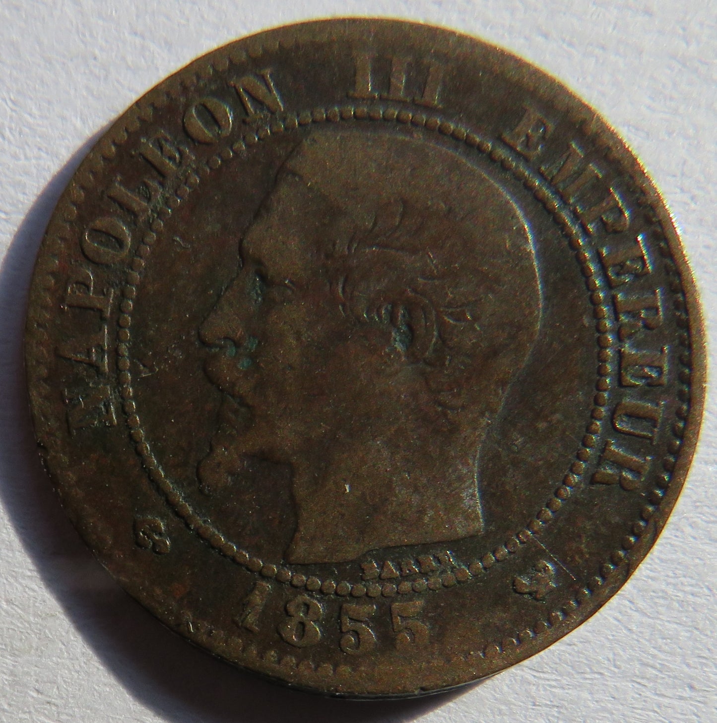1855-W France 2 Centimes Coin