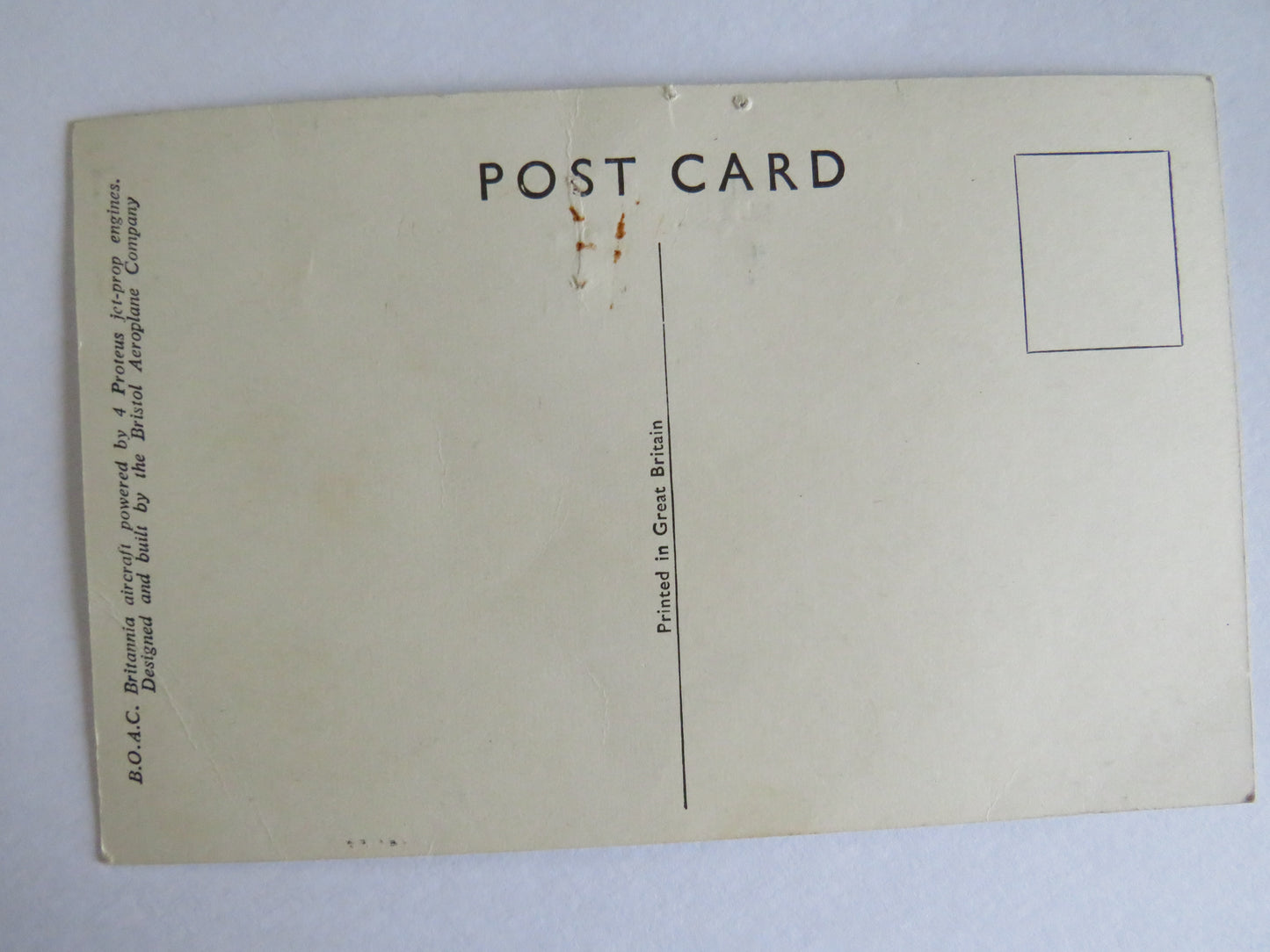 Vintage Aircraft Postcard of B.O.A.C. Jet-Prop Britannia