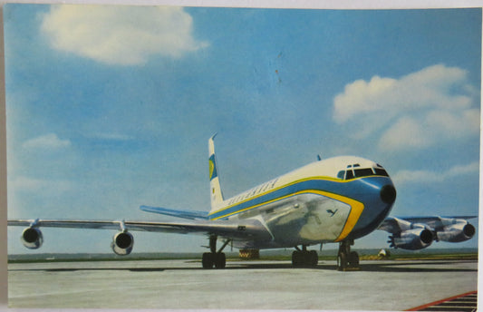 Vintage Aircraft Postcard of Lufthansa Boeing 707 Intercontinental Jet