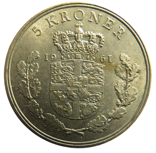 1961 Denmark 5 Kroner Coin