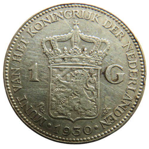 1930 Netherlands Silver One Gulden Coin