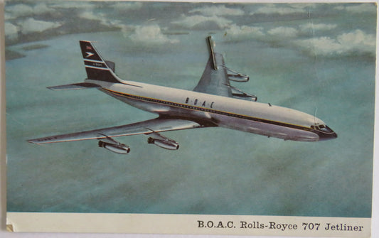 Vintage Aircraft Postcard of The B.O.A.C. Rolls-Royce 707 Jetliner
