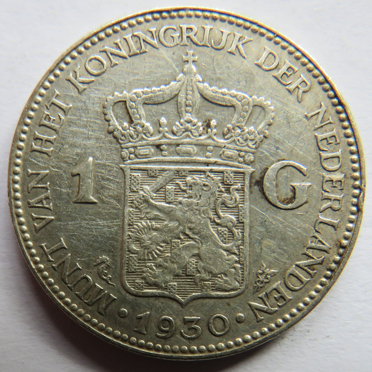 1930 Netherlands Silver One Gulden Coin
