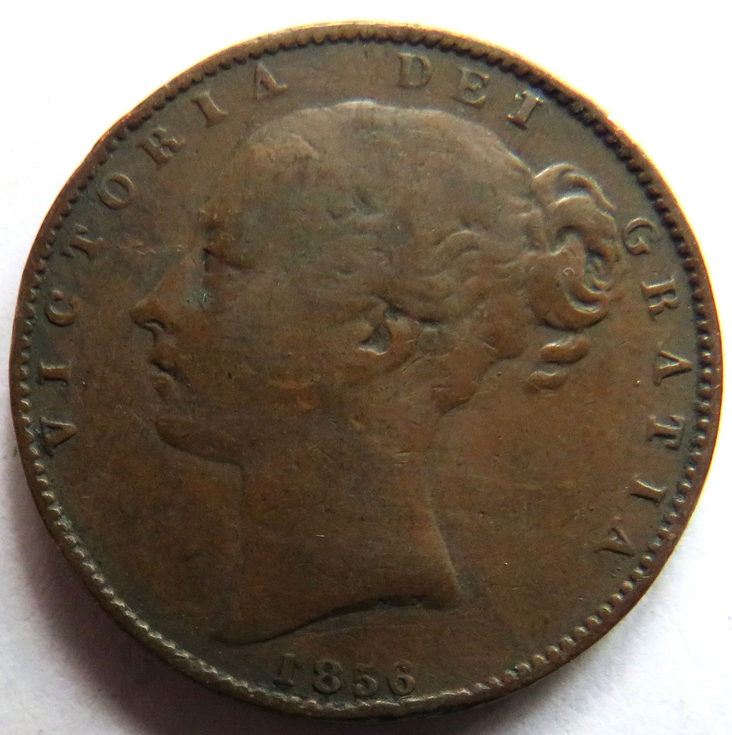 1856 Queen Victoria Young Head Farthing Coin - Great Britain