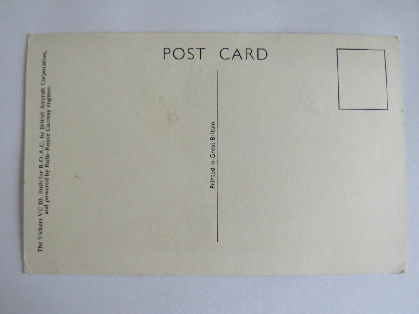 Vintage Aircraft Postcard of The B.O.A.C. VC 10