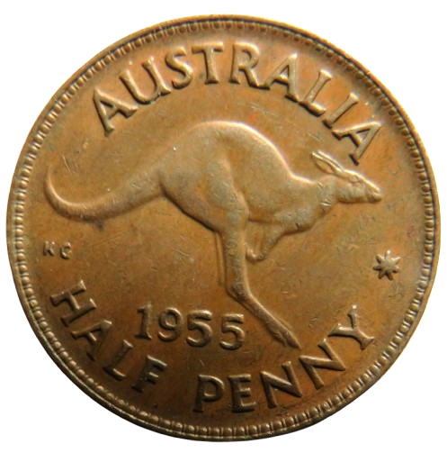 1955 Queen Elizabeth II Australia Halfpenny Coin
