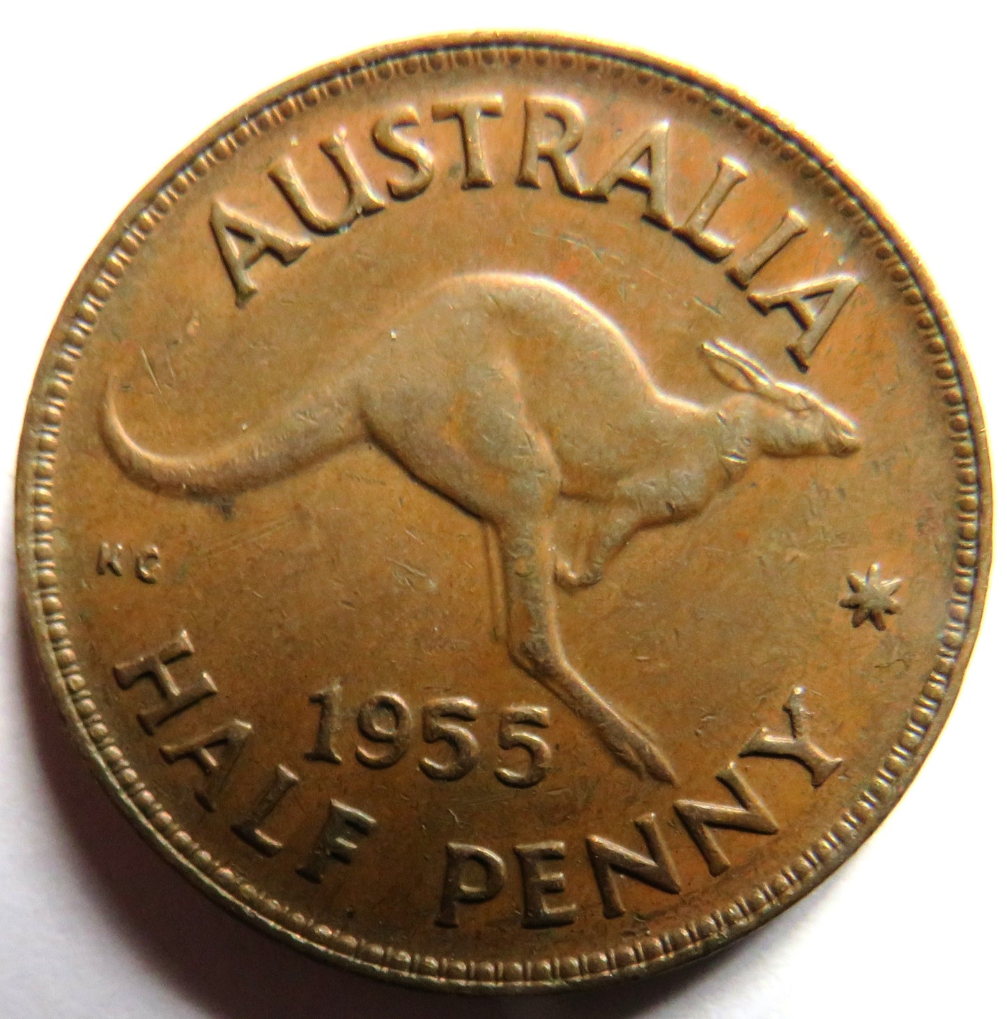 1955 Queen Elizabeth II Australia Halfpenny Coin